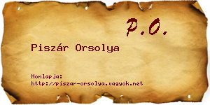 Piszár Orsolya névjegykártya